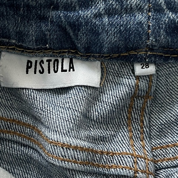 Pistola High Rise Blue Distressed Straight Leg Jeans with Classic Medium Wash 28 - Picture 2 of 9